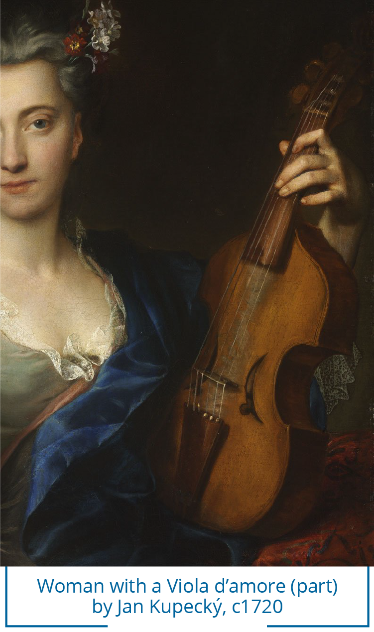 Woman with a Viola d’amore (part) by Jan Kupecký, c1720